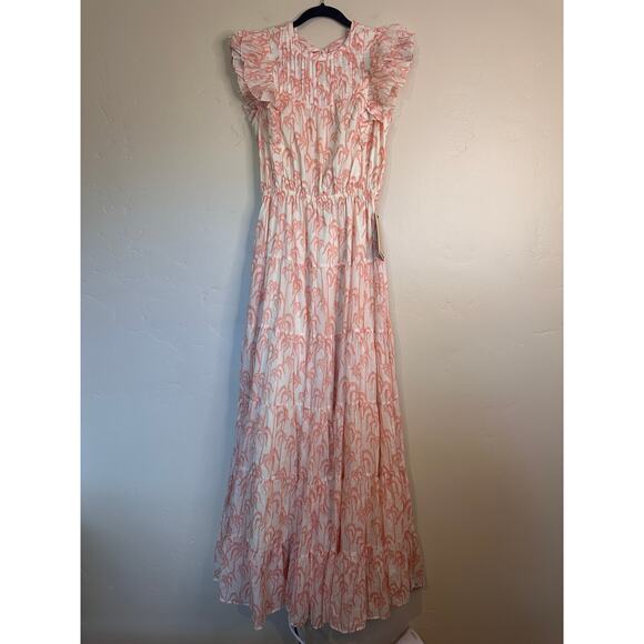 Scotch & Soda Dresses & Skirts - NWT Scotch & Soda Pink Leaf Print Sun Seekers Organic Cotton Maxi Dress SMALL